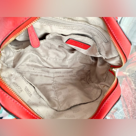 Michael Kors Saffiano Leather Satchel with Crossbody Strap in Orange Red - Picture 11 of 14